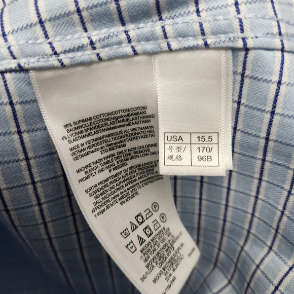 Brooks brothers men's button-down shirt size 15.5 regent fit plaid blue - Picture 5 of 7